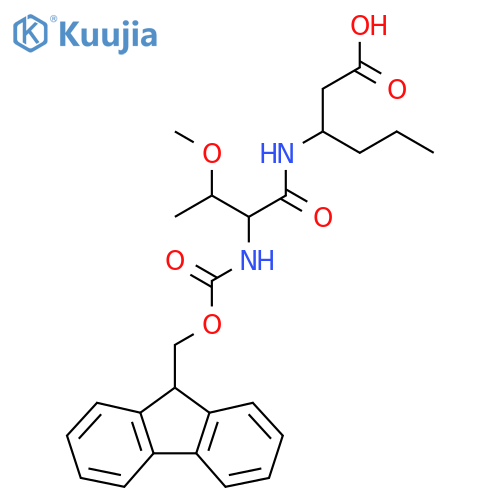 3-2-({(9H-fluoren-9-yl)methoxycarbonyl}amino)-3-methoxybutanamidohexanoic acid structure