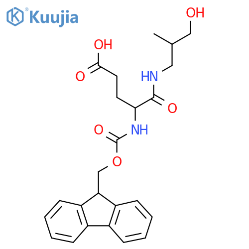 4-({(9H-fluoren-9-yl)methoxycarbonyl}amino)-4-(3-hydroxy-2-methylpropyl)carbamoylbutanoic acid structure