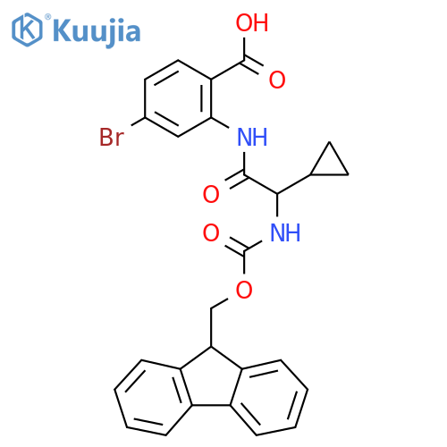 4-bromo-2-2-cyclopropyl-2-({(9H-fluoren-9-yl)methoxycarbonyl}amino)acetamidobenzoic acid structure