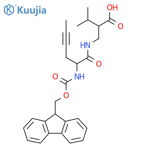 2-{2-({(9H-fluoren-9-yl)methoxycarbonyl}amino)hex-4-ynamidomethyl}-3-methylbutanoic acid structure