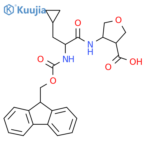 4-3-cyclopropyl-2-({(9H-fluoren-9-yl)methoxycarbonyl}amino)propanamidooxolane-3-carboxylic acid structure