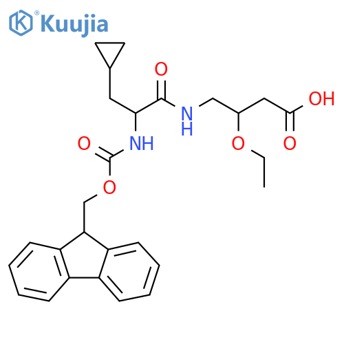 4-3-cyclopropyl-2-({(9H-fluoren-9-yl)methoxycarbonyl}amino)propanamido-3-ethoxybutanoic acid structure