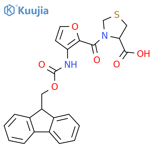 3-3-({(9H-fluoren-9-yl)methoxycarbonyl}amino)furan-2-carbonyl-1,3-thiazolidine-4-carboxylic acid structure