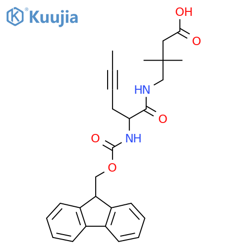 4-2-({(9H-fluoren-9-yl)methoxycarbonyl}amino)hex-4-ynamido-3,3-dimethylbutanoic acid structure