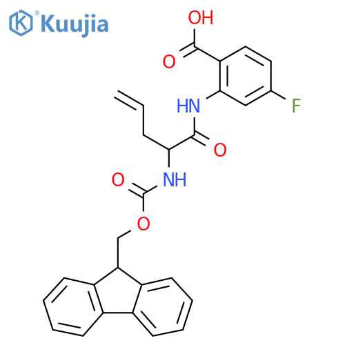 2-2-({(9H-fluoren-9-yl)methoxycarbonyl}amino)pent-4-enamido-4-fluorobenzoic acid structure