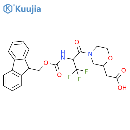2-{4-2-({(9H-fluoren-9-yl)methoxycarbonyl}amino)-3,3,3-trifluoropropanoylmorpholin-2-yl}acetic acid structure