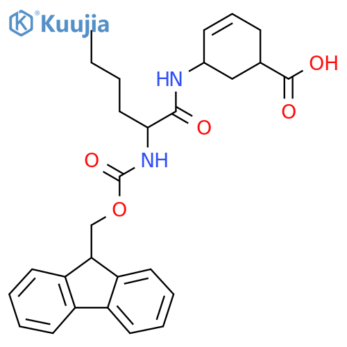 5-2-({(9H-fluoren-9-yl)methoxycarbonyl}amino)hexanamidocyclohex-3-ene-1-carboxylic acid structure