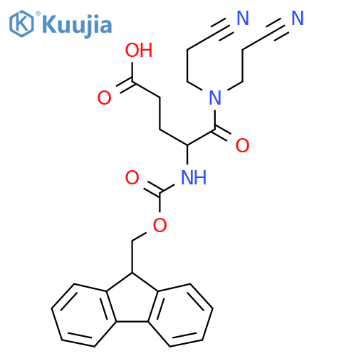 4-bis(2-cyanoethyl)carbamoyl-4-({(9H-fluoren-9-yl)methoxycarbonyl}amino)butanoic acid structure