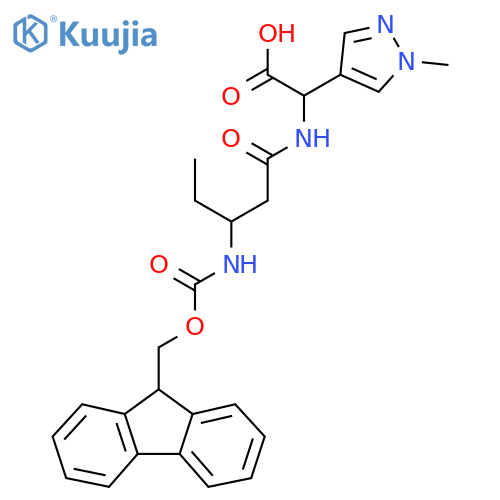 2-3-({(9H-fluoren-9-yl)methoxycarbonyl}amino)pentanamido-2-(1-methyl-1H-pyrazol-4-yl)acetic acid structure
