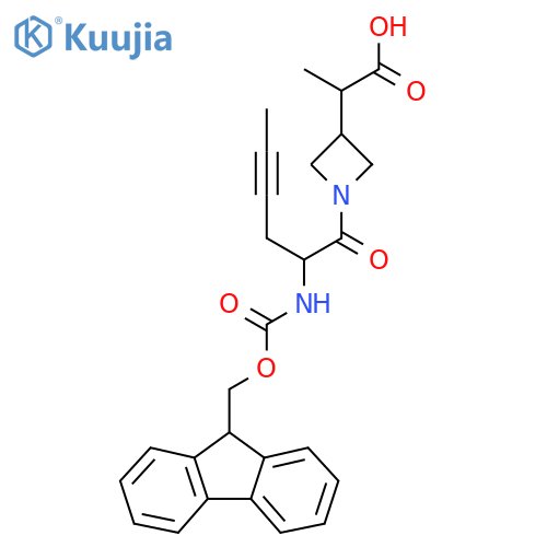 2-{1-2-({(9H-fluoren-9-yl)methoxycarbonyl}amino)hex-4-ynoylazetidin-3-yl}propanoic acid structure