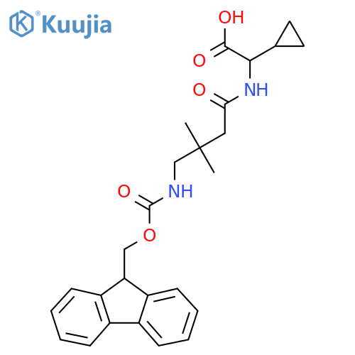 2-cyclopropyl-2-4-({(9H-fluoren-9-yl)methoxycarbonyl}amino)-3,3-dimethylbutanamidoacetic acid structure