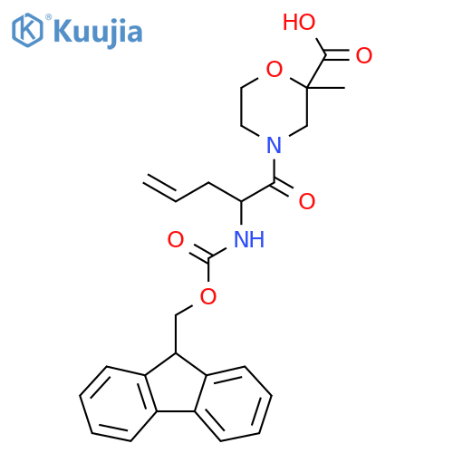 4-2-({(9H-fluoren-9-yl)methoxycarbonyl}amino)pent-4-enoyl-2-methylmorpholine-2-carboxylic acid structure