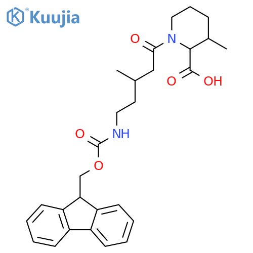 1-5-({(9H-fluoren-9-yl)methoxycarbonyl}amino)-3-methylpentanoyl-3-methylpiperidine-2-carboxylic acid structure