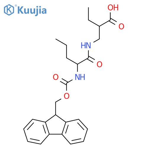 2-{2-({(9H-fluoren-9-yl)methoxycarbonyl}amino)pentanamidomethyl}butanoic acid structure