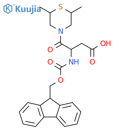4-(2,6-dimethylthiomorpholin-4-yl)-3-({(9H-fluoren-9-yl)methoxycarbonyl}amino)-4-oxobutanoic acid structure