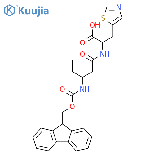 2-3-({(9H-fluoren-9-yl)methoxycarbonyl}amino)pentanamido-3-(1,3-thiazol-5-yl)propanoic acid structure