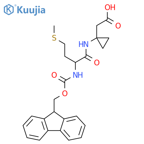 2-{1-2-({(9H-fluoren-9-yl)methoxycarbonyl}amino)-4-(methylsulfanyl)butanamidocyclopropyl}acetic acid structure