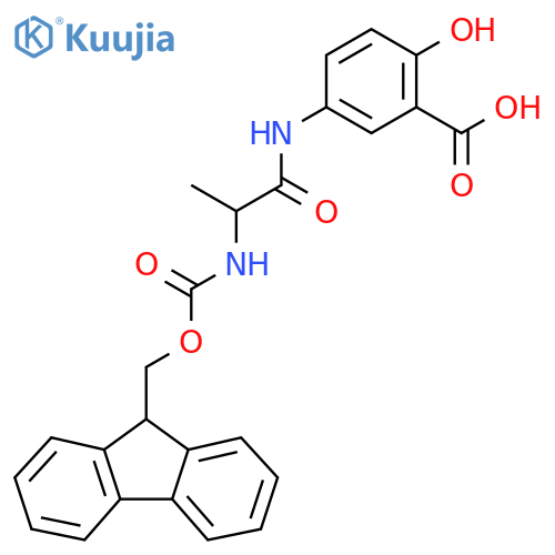5-2-({(9H-fluoren-9-yl)methoxycarbonyl}amino)propanamido-2-hydroxybenzoic acid structure