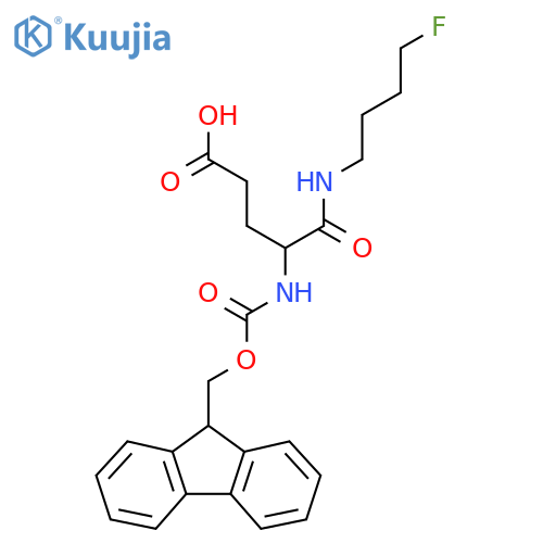 4-({(9H-fluoren-9-yl)methoxycarbonyl}amino)-4-(4-fluorobutyl)carbamoylbutanoic acid structure