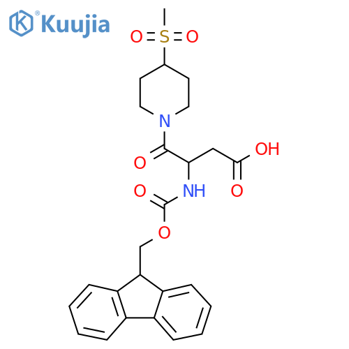 3-({(9H-fluoren-9-yl)methoxycarbonyl}amino)-4-(4-methanesulfonylpiperidin-1-yl)-4-oxobutanoic acid structure
