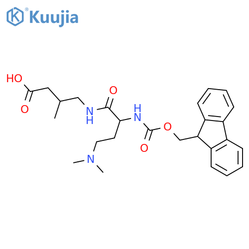 4-4-(dimethylamino)-2-({(9H-fluoren-9-yl)methoxycarbonyl}amino)butanamido-3-methylbutanoic acid structure