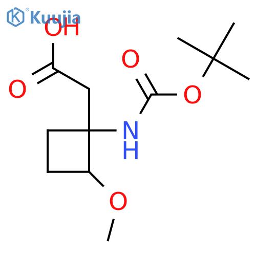 2-(1-{(tert-butoxy)carbonylamino}-2-methoxycyclobutyl)acetic acid structure