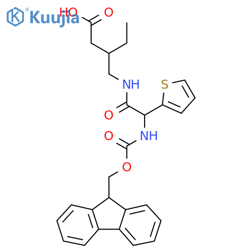 3-{[2-({[(9H-fluoren-9-yl)methoxy]carbonyl}amino)-2-(thiophen-2-yl)acetamido]methyl}pentanoic acid structure