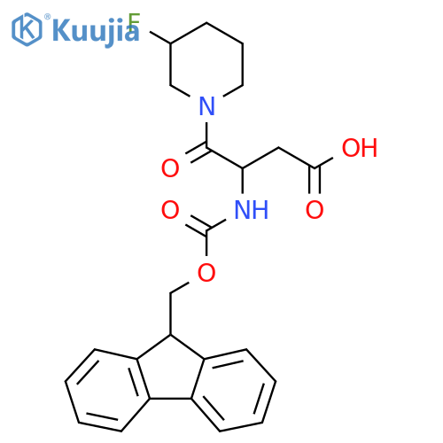 3-({(9H-fluoren-9-yl)methoxycarbonyl}amino)-4-(3-fluoropiperidin-1-yl)-4-oxobutanoic acid structure