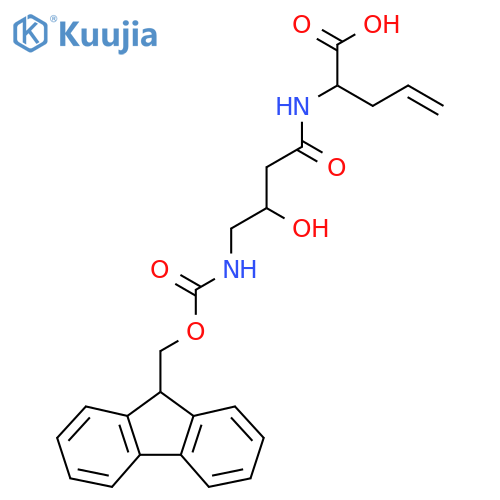 2-4-({(9H-fluoren-9-yl)methoxycarbonyl}amino)-3-hydroxybutanamidopent-4-enoic acid structure