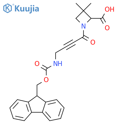 1-4-({(9H-fluoren-9-yl)methoxycarbonyl}amino)but-2-ynoyl-3,3-dimethylazetidine-2-carboxylic acid structure