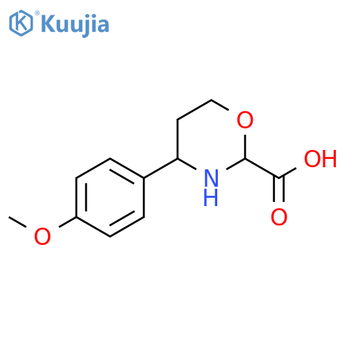 4-(4-methoxyphenyl)-1,3-oxazinane-2-carboxylic acid structure
