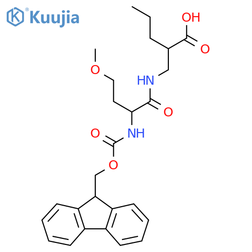 2-{2-({(9H-fluoren-9-yl)methoxycarbonyl}amino)-4-methoxybutanamidomethyl}pentanoic acid structure