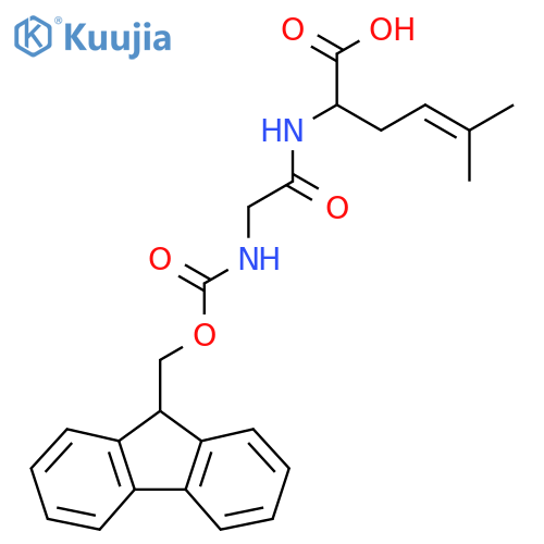 2-2-({(9H-fluoren-9-yl)methoxycarbonyl}amino)acetamido-5-methylhex-4-enoic acid structure