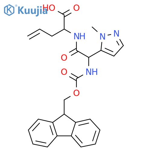 2-2-({(9H-fluoren-9-yl)methoxycarbonyl}amino)-2-(1-methyl-1H-pyrazol-5-yl)acetamidopent-4-enoic acid structure