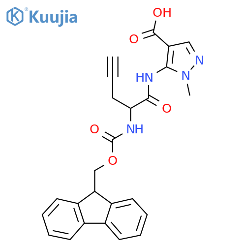 5-2-({(9H-fluoren-9-yl)methoxycarbonyl}amino)pent-4-ynamido-1-methyl-1H-pyrazole-4-carboxylic acid structure