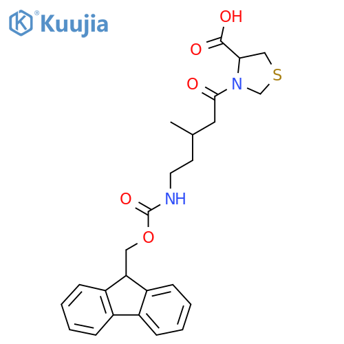 3-5-({(9H-fluoren-9-yl)methoxycarbonyl}amino)-3-methylpentanoyl-1,3-thiazolidine-4-carboxylic acid structure