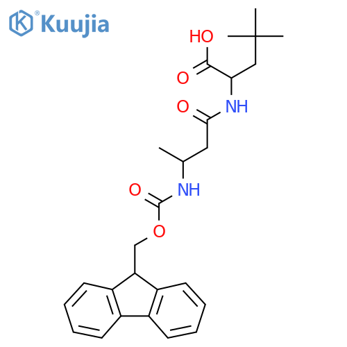 2-3-({(9H-fluoren-9-yl)methoxycarbonyl}amino)butanamido-4,4-dimethylpentanoic acid structure