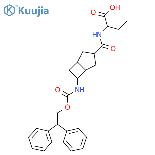 2-{6-({(9H-fluoren-9-yl)methoxycarbonyl}amino)bicyclo3.2.0heptan-3-ylformamido}butanoic acid structure