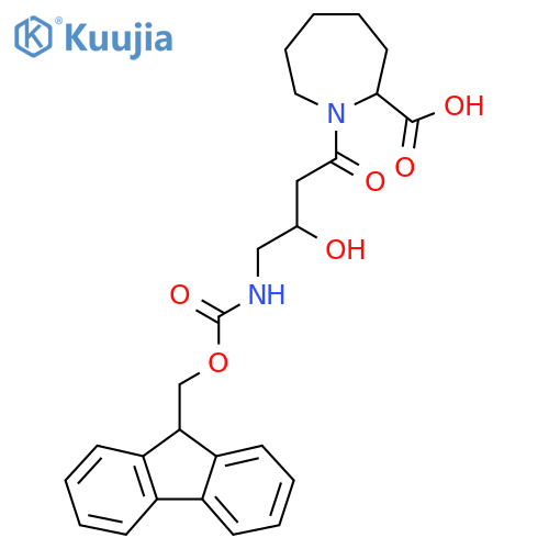 1-4-({(9H-fluoren-9-yl)methoxycarbonyl}amino)-3-hydroxybutanoylazepane-2-carboxylic acid structure
