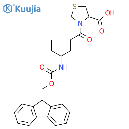 3-4-({(9H-fluoren-9-yl)methoxycarbonyl}amino)hexanoyl-1,3-thiazolidine-4-carboxylic acid structure