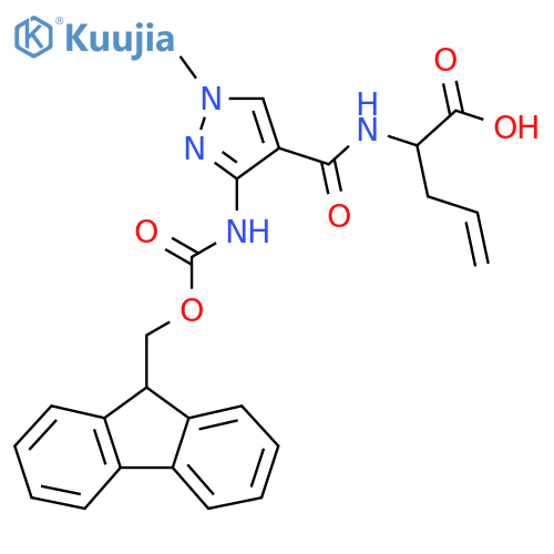 2-{3-({(9H-fluoren-9-yl)methoxycarbonyl}amino)-1-methyl-1H-pyrazol-4-ylformamido}pent-4-enoic acid structure