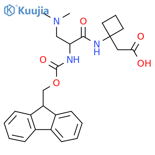 2-{1-3-(dimethylamino)-2-({(9H-fluoren-9-yl)methoxycarbonyl}amino)propanamidocyclobutyl}acetic acid structure