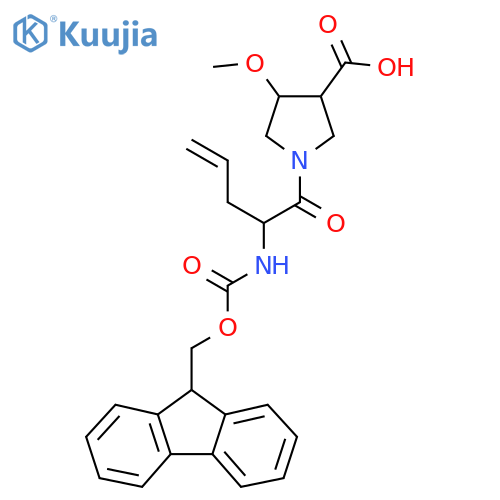 1-2-({(9H-fluoren-9-yl)methoxycarbonyl}amino)pent-4-enoyl-4-methoxypyrrolidine-3-carboxylic acid structure