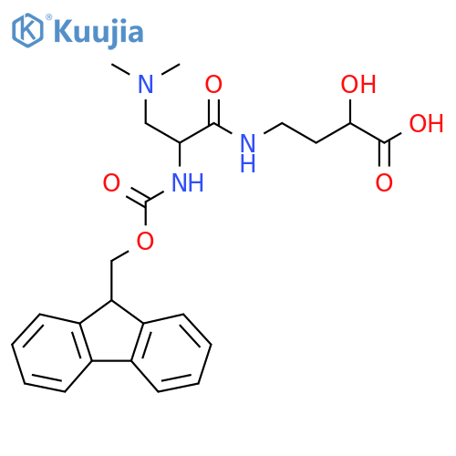 4-3-(dimethylamino)-2-({(9H-fluoren-9-yl)methoxycarbonyl}amino)propanamido-2-hydroxybutanoic acid structure
