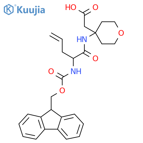 2-{4-2-({(9H-fluoren-9-yl)methoxycarbonyl}amino)pent-4-enamidooxan-4-yl}acetic acid structure