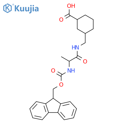 3-{2-({(9H-fluoren-9-yl)methoxycarbonyl}amino)propanamidomethyl}cyclohexane-1-carboxylic acid structure