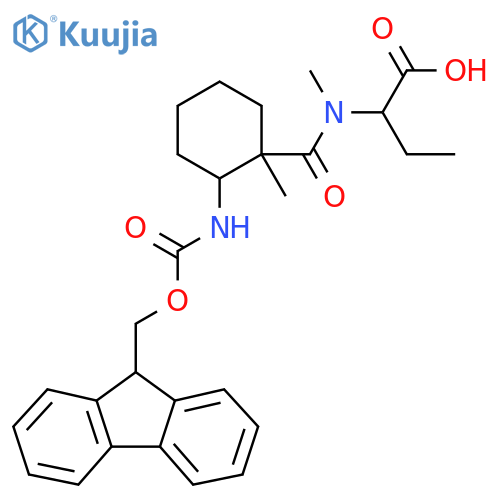 2-{1-2-({(9H-fluoren-9-yl)methoxycarbonyl}amino)-1-methylcyclohexyl-N-methylformamido}butanoic acid structure