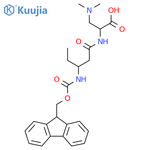 3-(dimethylamino)-2-3-({(9H-fluoren-9-yl)methoxycarbonyl}amino)pentanamidopropanoic acid structure