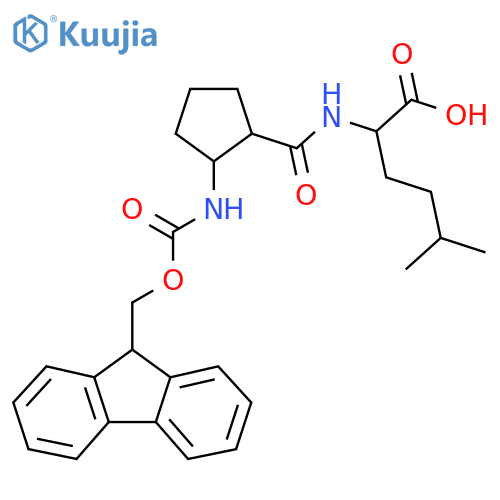 2-{2-({(9H-fluoren-9-yl)methoxycarbonyl}amino)cyclopentylformamido}-5-methylhexanoic acid structure