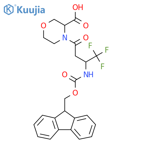 4-3-({(9H-fluoren-9-yl)methoxycarbonyl}amino)-4,4,4-trifluorobutanoylmorpholine-3-carboxylic acid structure